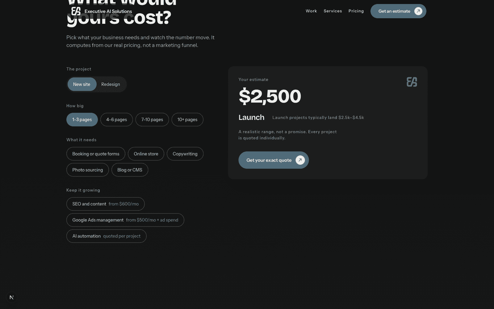 The instant estimator on the Undertime site